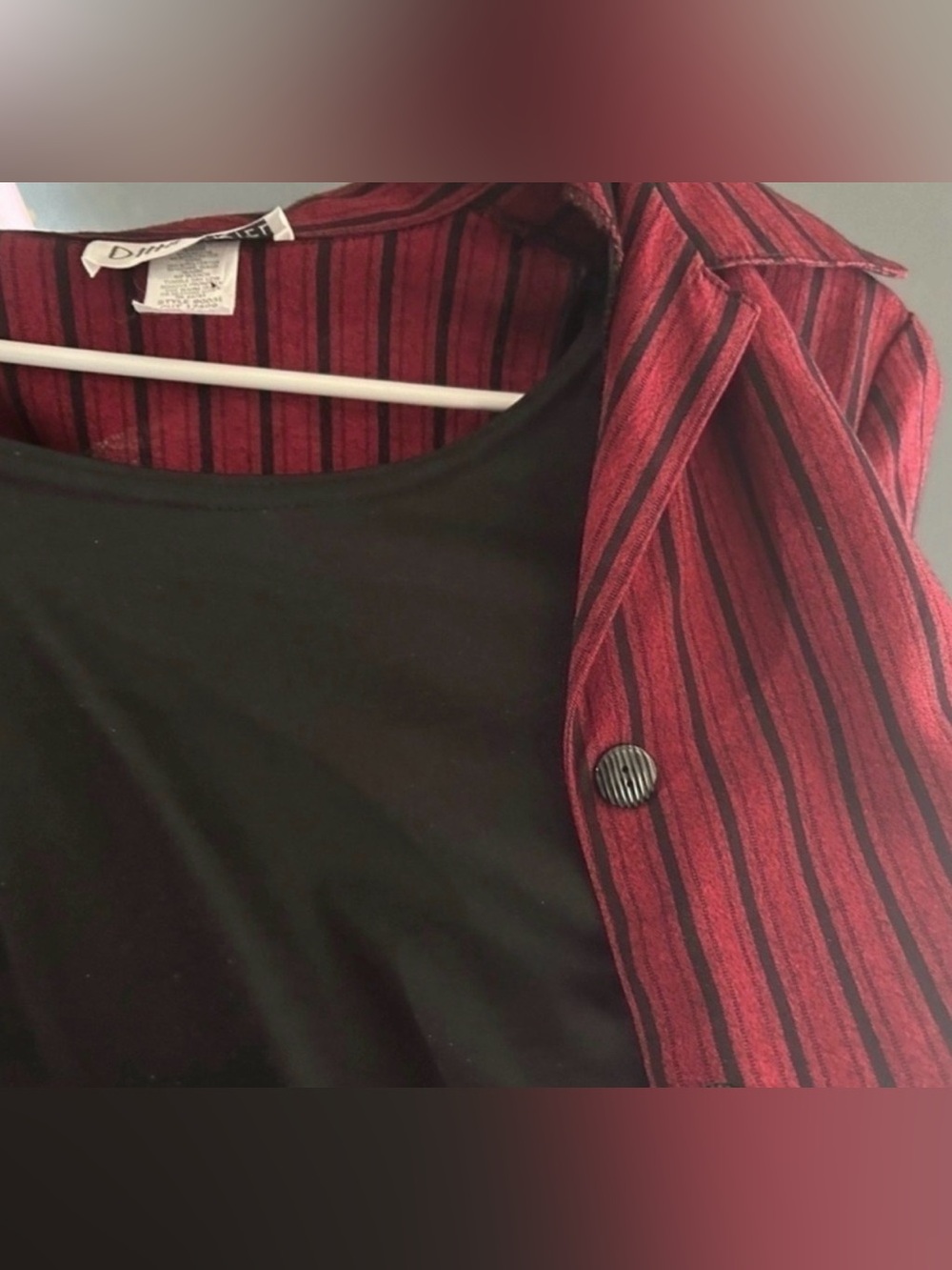 Dina Ariel 2 Piece Blouse Tank Set Large Burgundy and Black Women’s Large - Picture 6 of 10